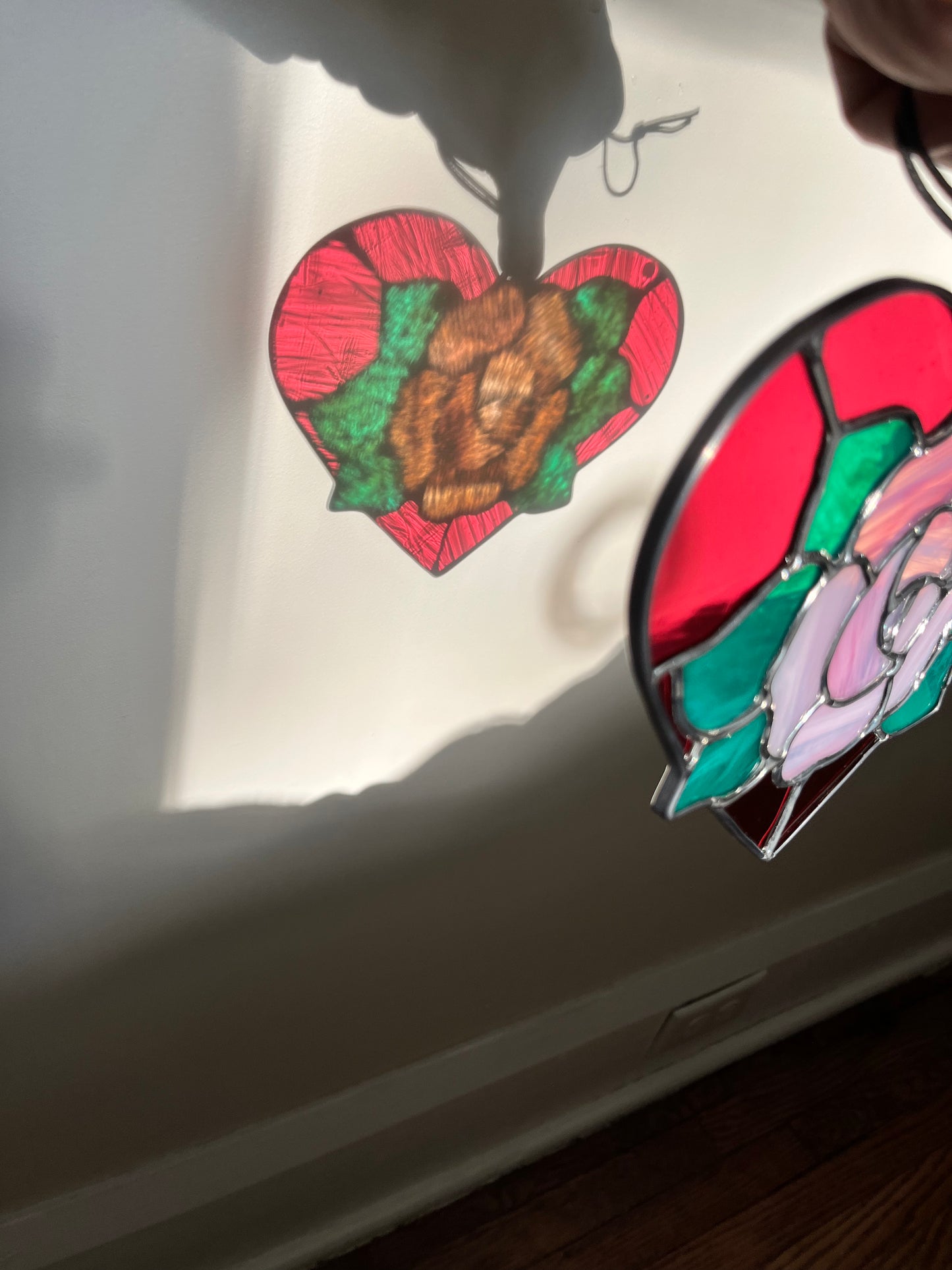 Rose heart panel - pink