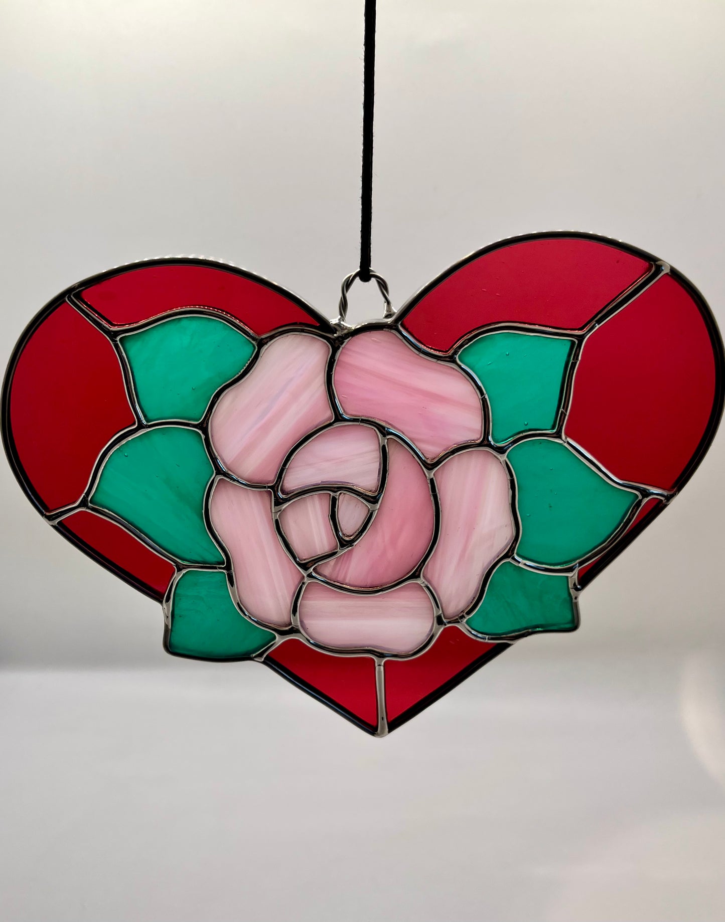 Rose heart panel - pink
