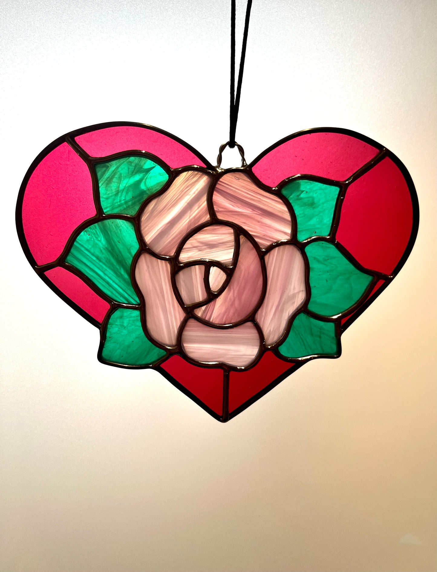 Rose heart panel - pink