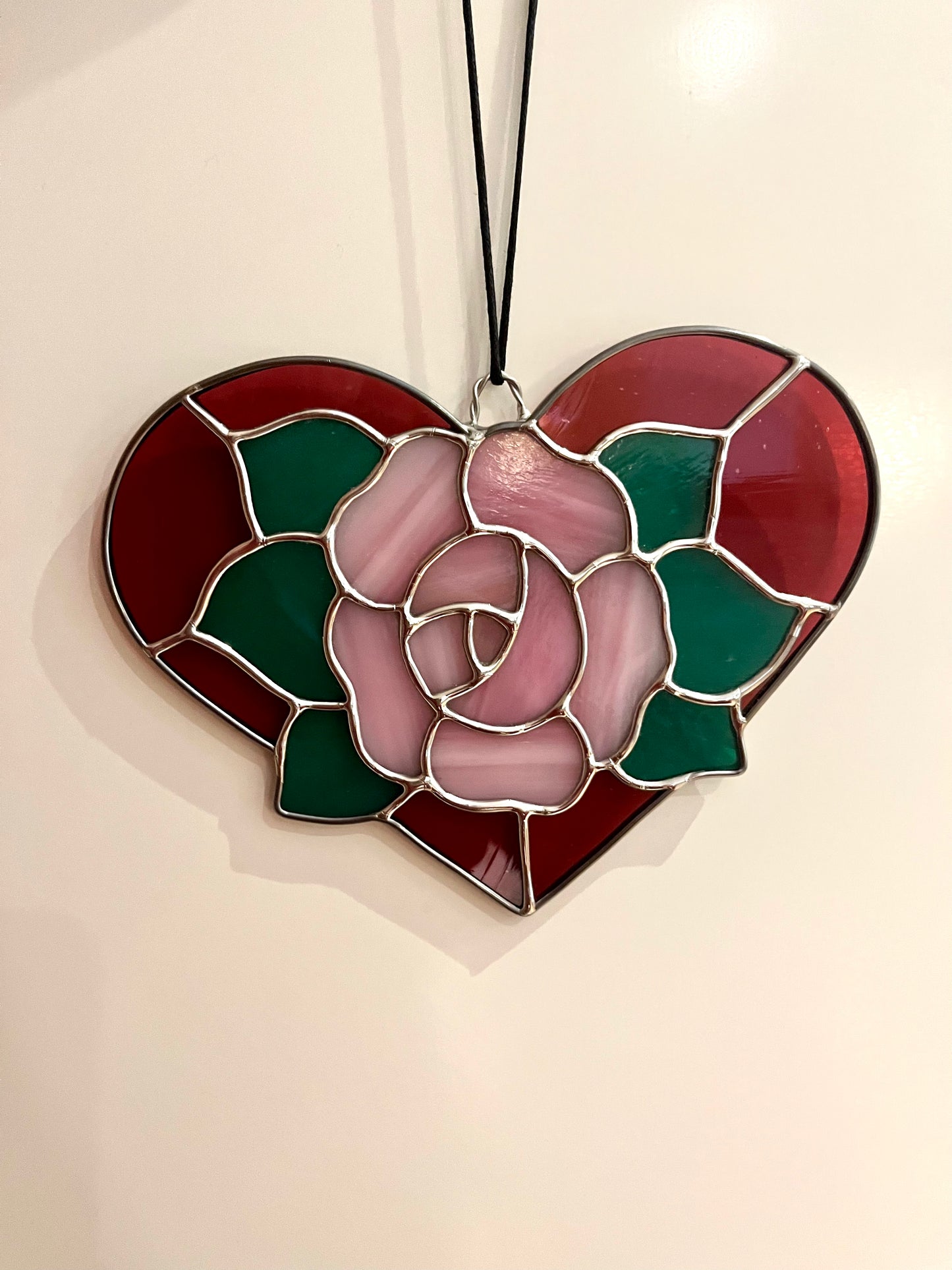 Rose heart panel - pink