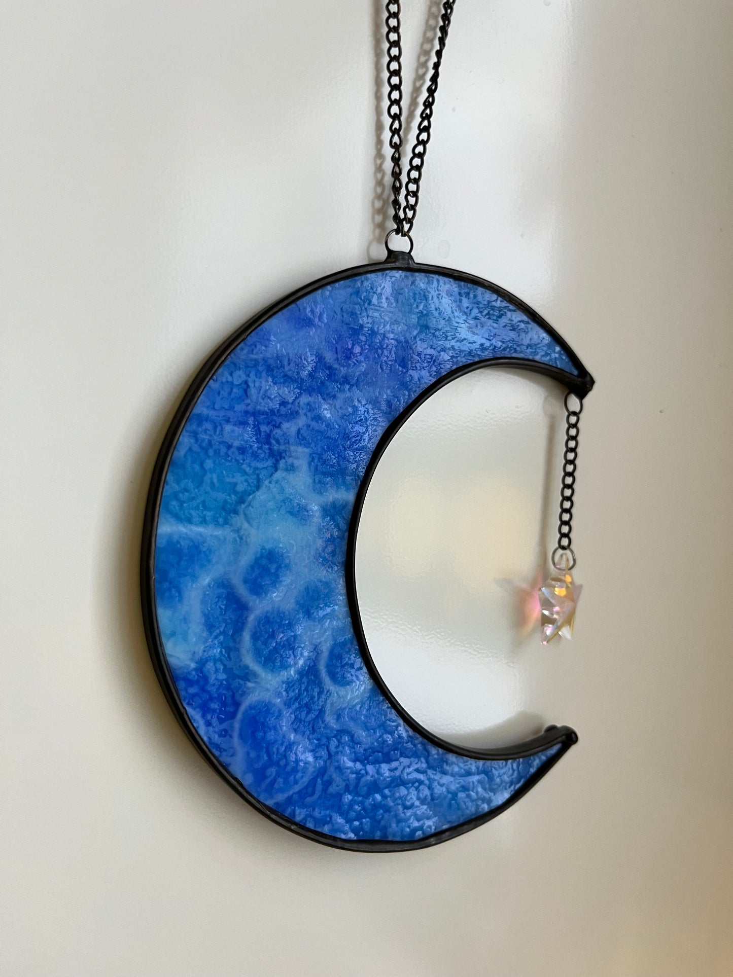 Moon with star charm- blue