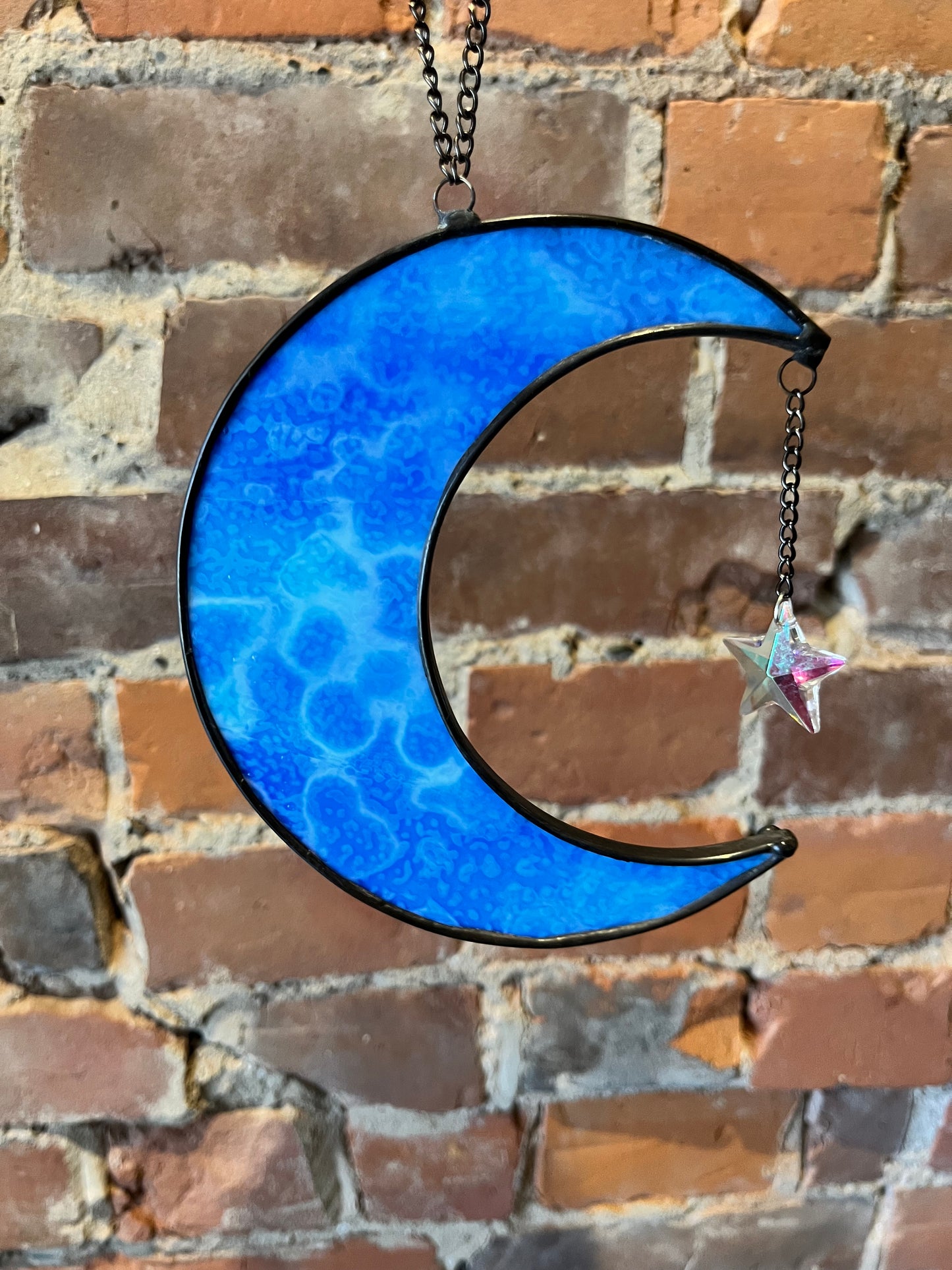 Moon with star charm- blue