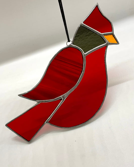 Stained glass cardinal