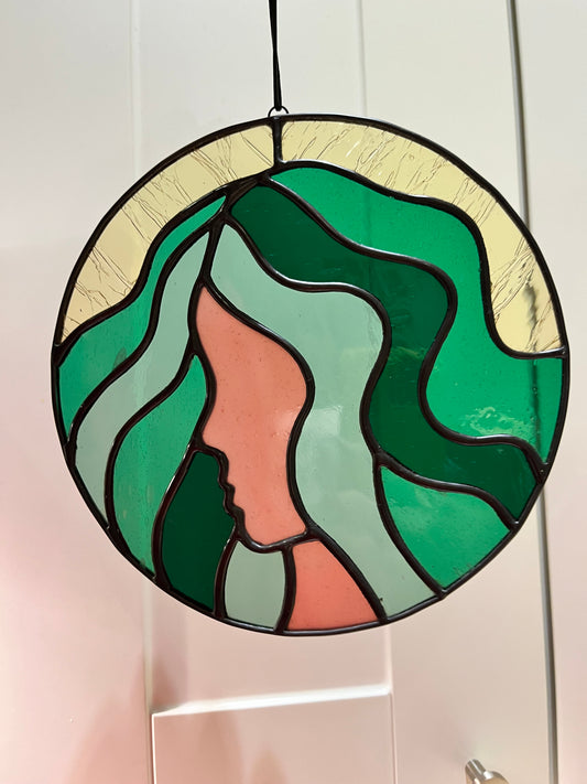 Green goddess stained glass