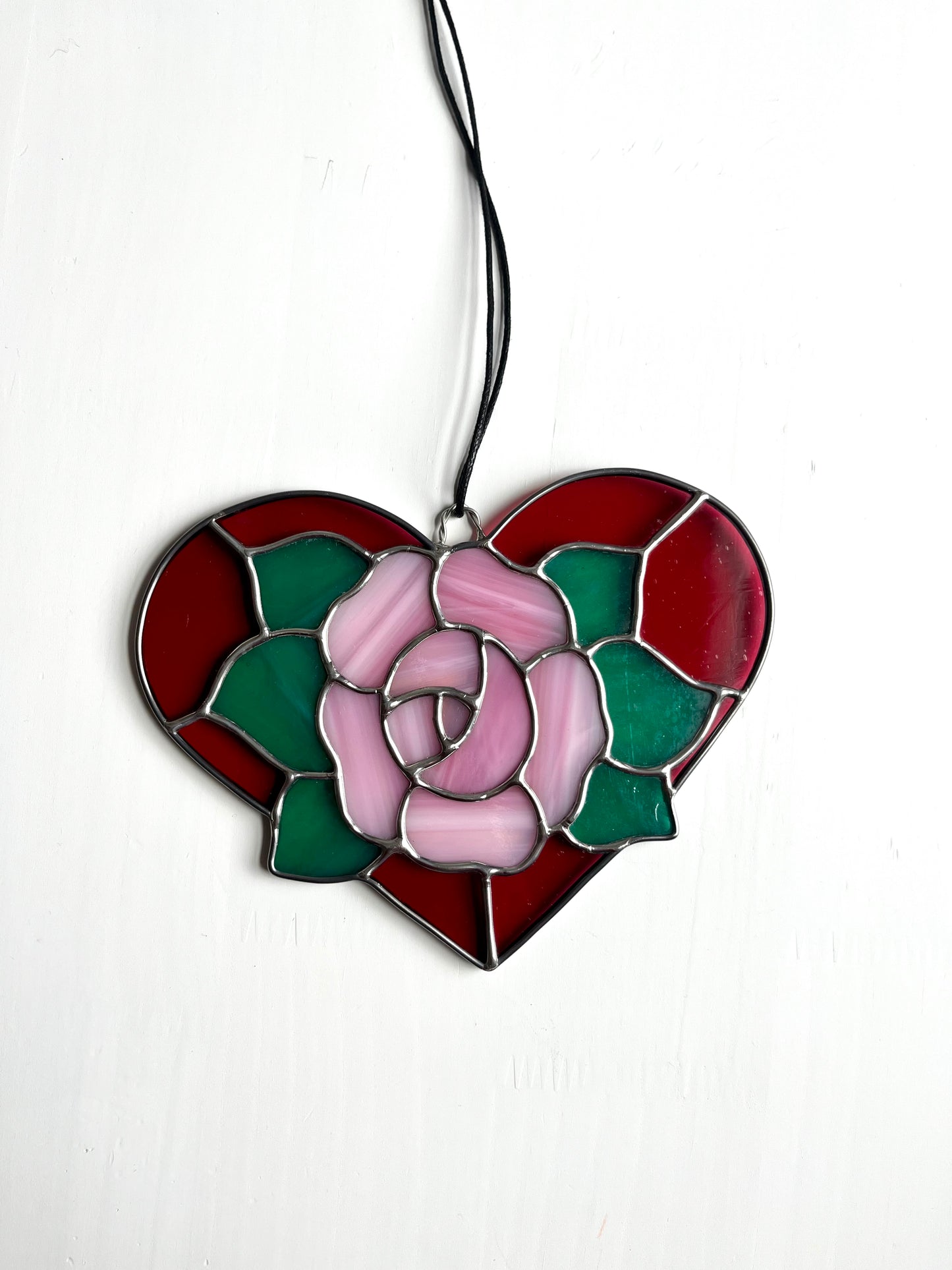 Rose heart panel - pink